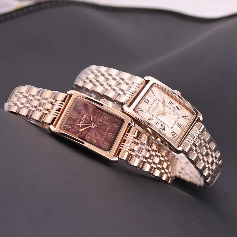 Luxury Classic Women's Watch Japan Mov't Lady Hours Fine Fashion Stainless Steel Bracelet Clock Girl's Cute Gift Julius Box