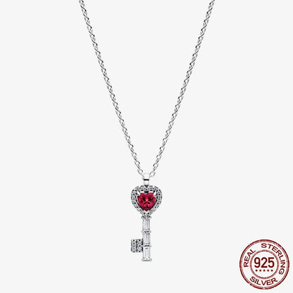Sterling Silver Pave Heart & Butterfly Necklace Women Jewelry DIY Birthday,Anniversary,Engagement,Wedding Gift plata de ley