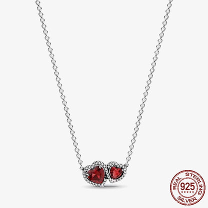 Sterling Silver Pave Heart & Butterfly Necklace Women Jewelry DIY Birthday,Anniversary,Engagement,Wedding Gift plata de ley