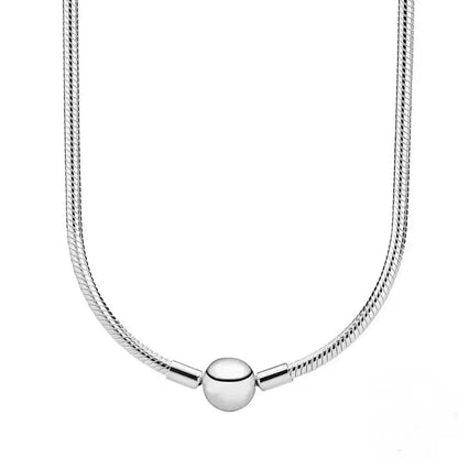 Zircon Heart-shaped Necklace S925 Sterling Silver Round Bead Snake Bone Chain DIY Charm Accessories Women's Jewelry Gifts