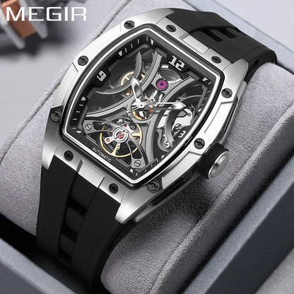 MEGIR 2026 New Men Automatic Mechanical Watches Men Luxury Brand Movemen Stainless Steel Waterproof Watch Relogio