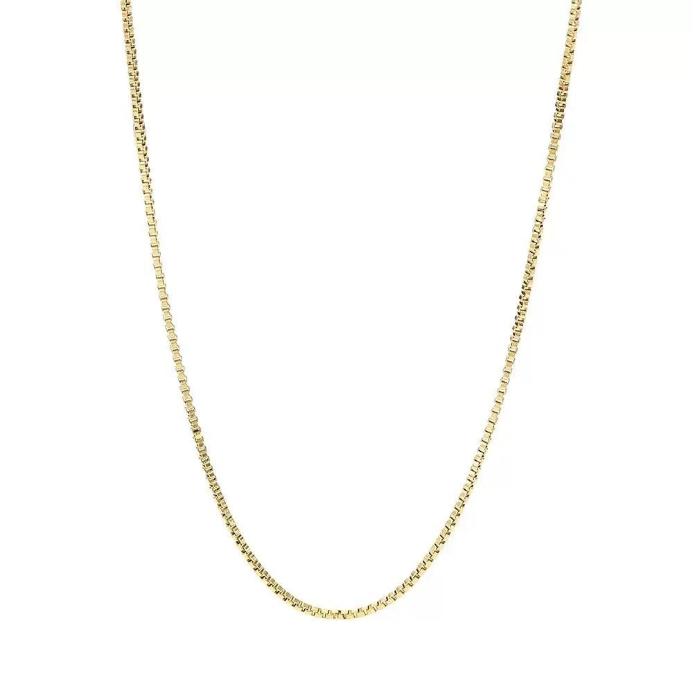 925 Sterling Silver Necklace Gold Plated, 1mm Box Foundation Chain Fine Jewelry Engagement Gift for Women