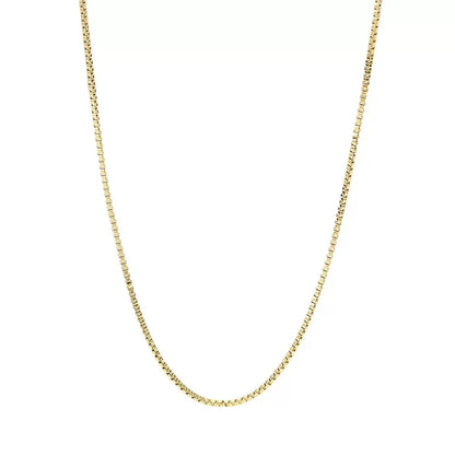 925 Sterling Silver Necklace Gold Plated, 1mm Box Foundation Chain Fine Jewelry Engagement Gift for Women