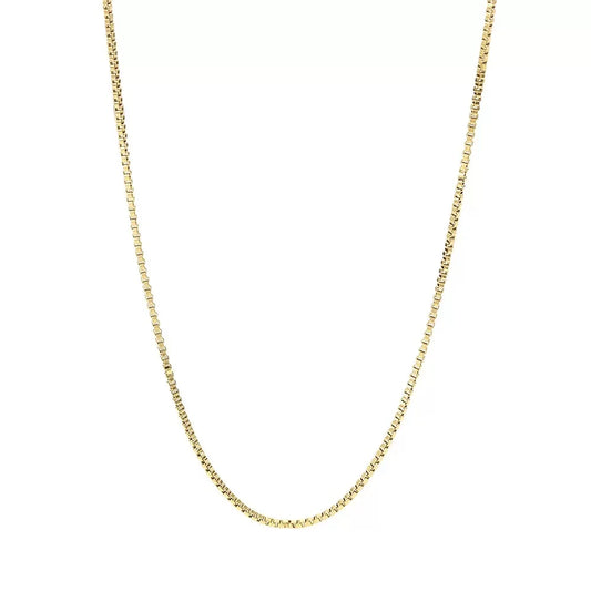 925 Sterling Silver Necklace Gold Plated, 1mm Box Foundation Chain Fine Jewelry Engagement Gift for Women