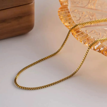 925 Sterling Silver Necklace Gold Plated, 1mm Box Foundation Chain Fine Jewelry Engagement Gift for Women