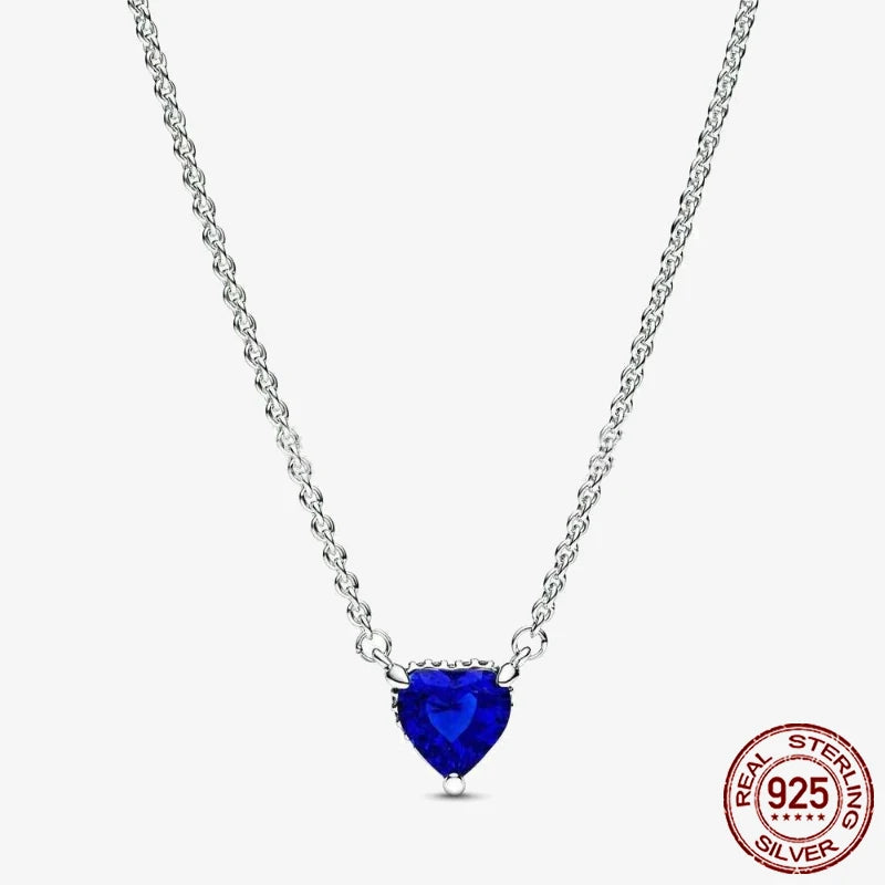 Sterling Silver Pave Heart & Butterfly Necklace Women Jewelry DIY Birthday,Anniversary,Engagement,Wedding Gift plata de ley