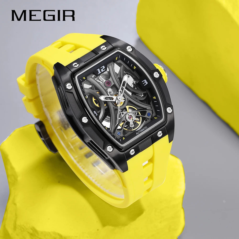 MEGIR 2026 New Men Automatic Mechanical Watches Men Luxury Brand Movemen Stainless Steel Waterproof Watch Relogio