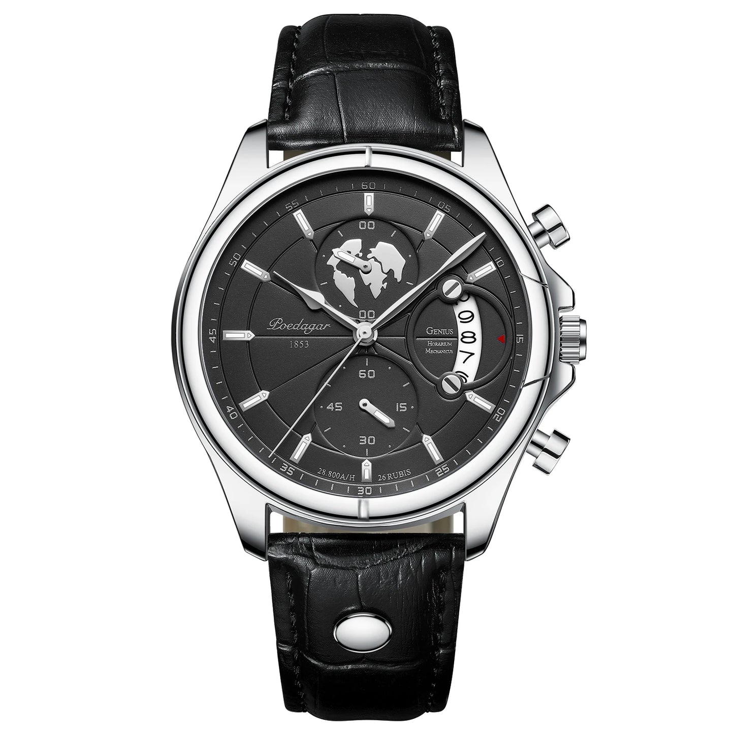 POEDAGAR Sports Casual Man Watch Date Waterproof Luminous Leather Chronograph Men's Watch Business Luxury Quartz Watches For Men