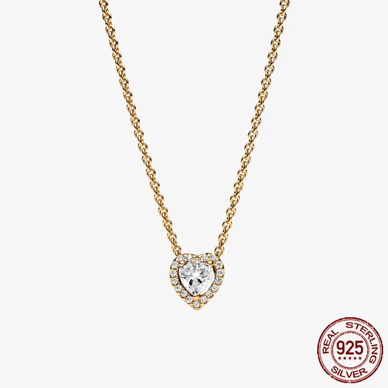 Sterling Silver Pave Heart & Butterfly Necklace Women Jewelry DIY Birthday,Anniversary,Engagement,Wedding Gift plata de ley