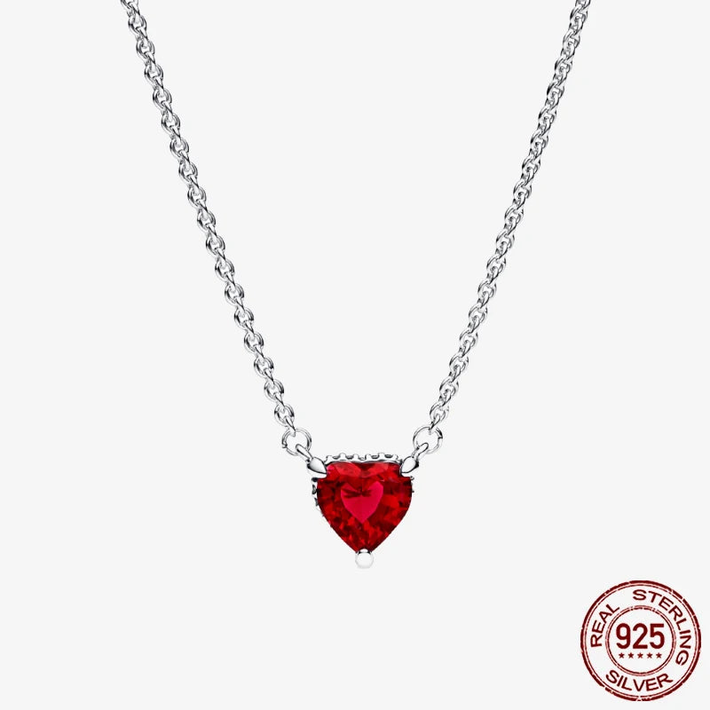 Sterling Silver Pave Heart & Butterfly Necklace Women Jewelry DIY Birthday,Anniversary,Engagement,Wedding Gift plata de ley