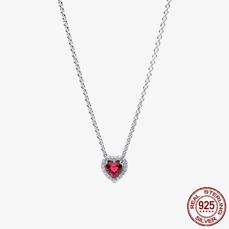 Sterling Silver Pave Heart & Butterfly Necklace Women Jewelry DIY Birthday,Anniversary,Engagement,Wedding Gift plata de ley