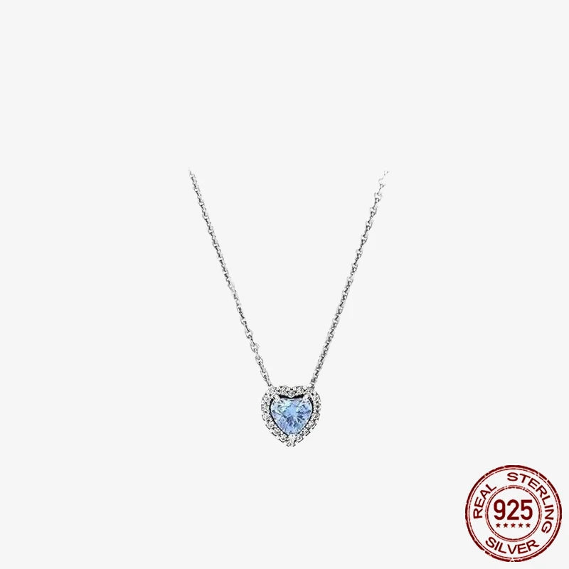 Sterling Silver Pave Heart & Butterfly Necklace Women Jewelry DIY Birthday,Anniversary,Engagement,Wedding Gift plata de ley