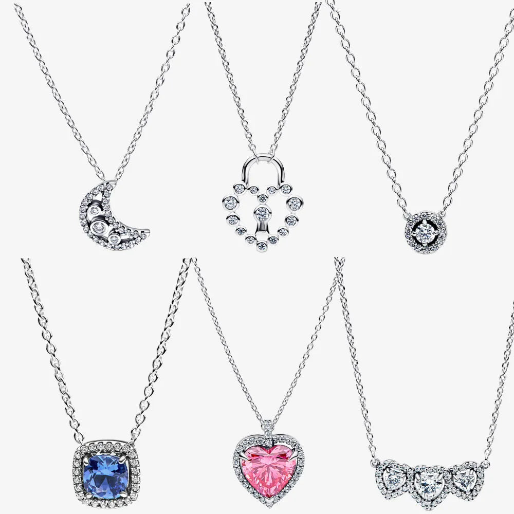 Sterling Silver Pave Heart & Butterfly Necklace Women Jewelry DIY Birthday,Anniversary,Engagement,Wedding Gift plata de ley
