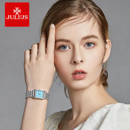 Luxury Classic Women's Watch Japan Mov't Lady Hours Fine Fashion Stainless Steel Bracelet Clock Girl's Cute Gift Julius Box