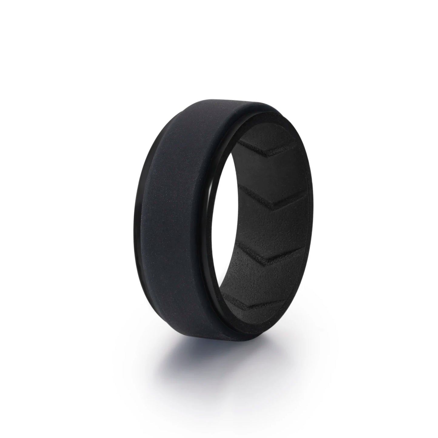 7 Pack Mens Black Rubber Wedding Bands, 8mm Hypoallergenic Breathable Men's Silicone Ring for Him, Multi Color Sport Fitness