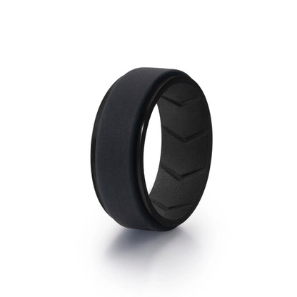 7 Pack Mens Black Rubber Wedding Bands, 8mm Hypoallergenic Breathable Men's Silicone Ring for Him, Multi Color Sport Fitness