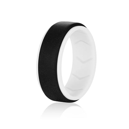 7 Pack Mens Black Rubber Wedding Bands, 8mm Hypoallergenic Breathable Men's Silicone Ring for Him, Multi Color Sport Fitness