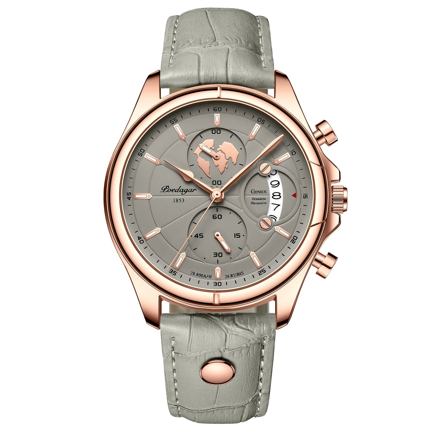 POEDAGAR Sports Casual Man Watch Date Waterproof Luminous Leather Chronograph Men's Watch Business Luxury Quartz Watches For Men