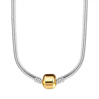 Zircon Heart-shaped Necklace S925 Sterling Silver Round Bead Snake Bone Chain DIY Charm Accessories Women's Jewelry Gifts