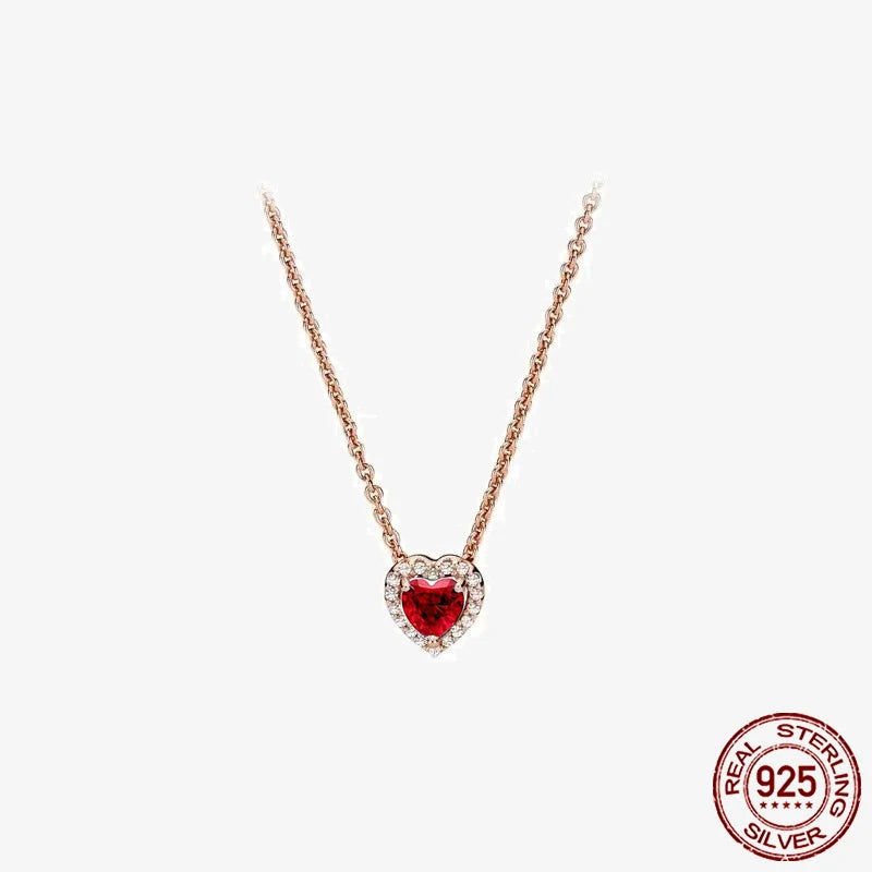 Sterling Silver Pave Heart & Butterfly Necklace Women Jewelry DIY Birthday,Anniversary,Engagement,Wedding Gift plata de ley