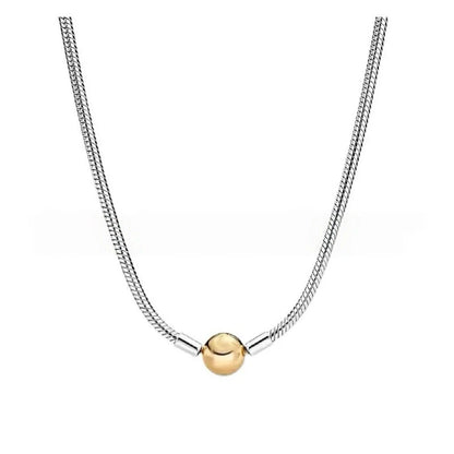 Zircon Heart-shaped Necklace S925 Sterling Silver Round Bead Snake Bone Chain DIY Charm Accessories Women's Jewelry Gifts
