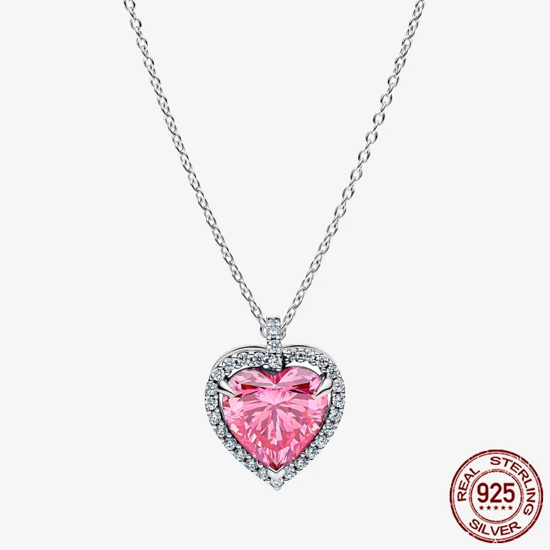 Sterling Silver Pave Heart & Butterfly Necklace Women Jewelry DIY Birthday,Anniversary,Engagement,Wedding Gift plata de ley