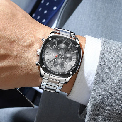 CURREN 8490 Quartz Watch Men's Square Multifunctional Wristwatch, Calendar Six-hand Waterproof Business Watch