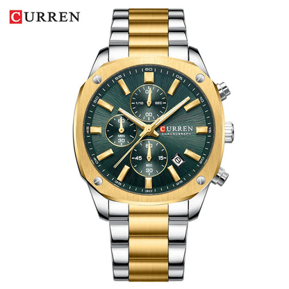 CURREN 8490 Quartz Watch Men's Square Multifunctional Wristwatch, Calendar Six-hand Waterproof Business Watch
