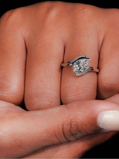 Sterling Silver Fashion Twisted Water Drop Zircon Ring For Women Engagement Wedding Luxury High Quality Fine Jewelry