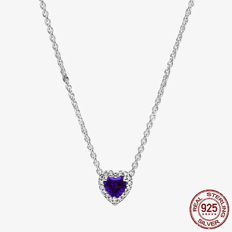 Sterling Silver Pave Heart & Butterfly Necklace Women Jewelry DIY Birthday,Anniversary,Engagement,Wedding Gift plata de ley