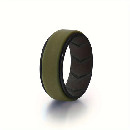 7 Pack Mens Black Rubber Wedding Bands, 8mm Hypoallergenic Breathable Men's Silicone Ring for Him, Multi Color Sport Fitness